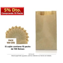 BOLSA PAPEL KRAFT 41X18+6 35 GR. S/V 100 UDS