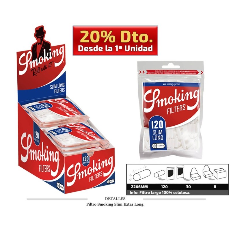 FILTRO SMOKING SLIM LONG 6MM 30X120 UDS