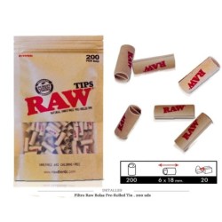 FILTRO RAW BOLSA PRE- ROLLED TIPS 200 UDS