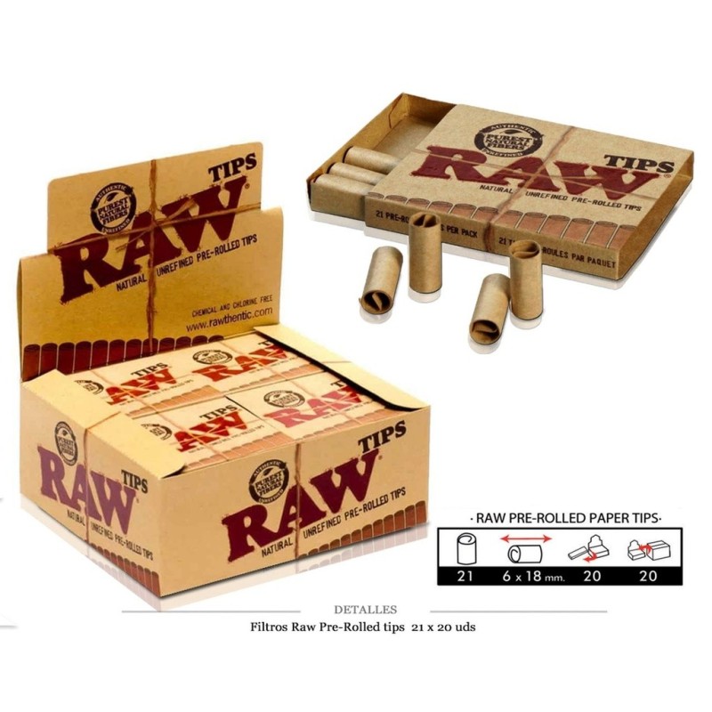 FILTRO RAW PRE-ROLLED TIPS 20X21 UDS