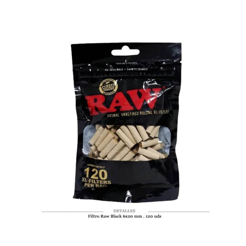 FILTRO XL RAW BLACK BOLSA 120 UDS
