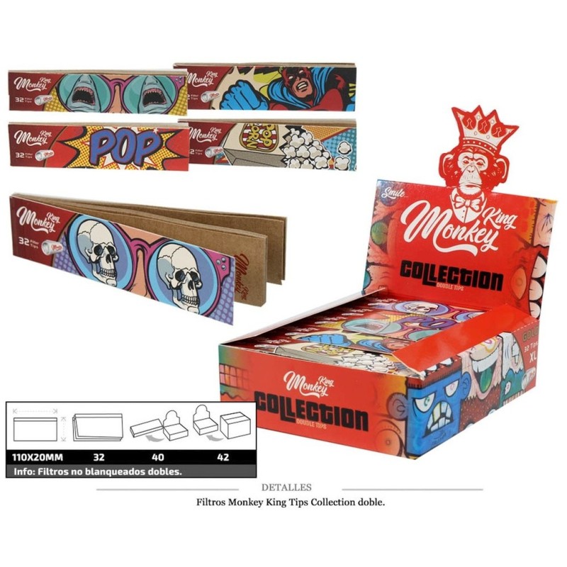 FILTRO MONKEY KING TIPS DOBLE UNBLEACH 40X32 UDS