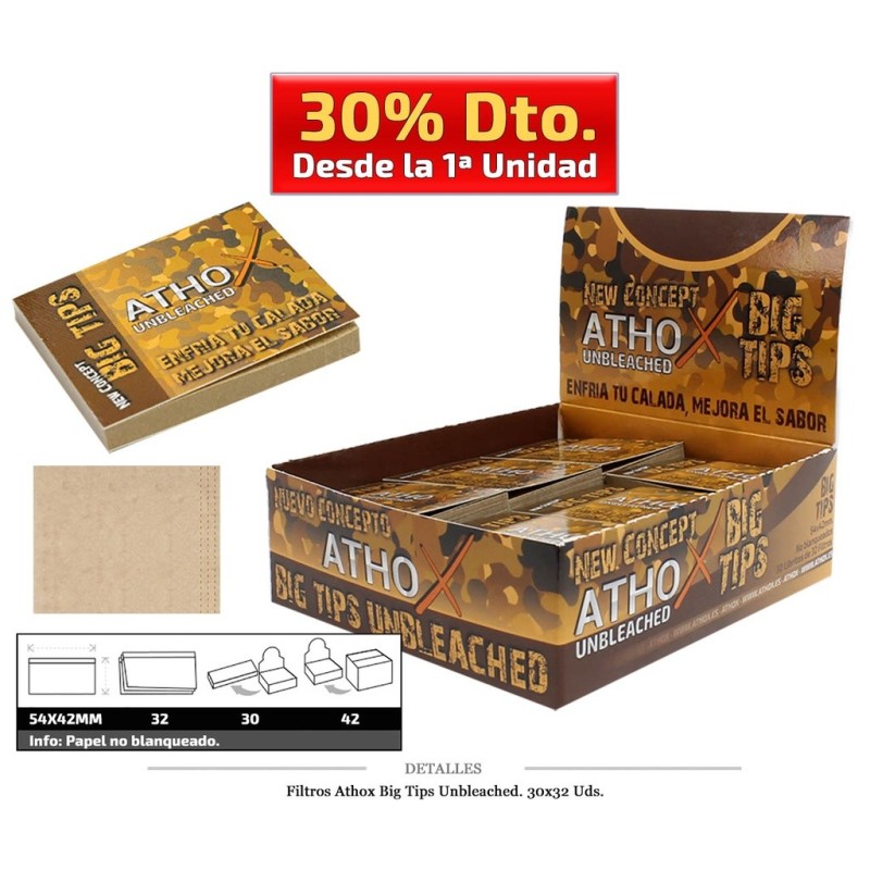 FILTRO ATHOX BIG TIPS UNBLEACH 30X32 UDS