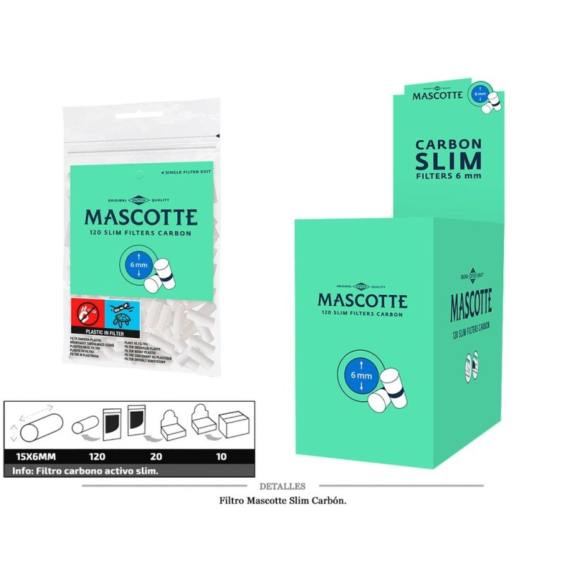 FILTRO MASCOTTE SLIM 6MM CARBON 20X120 UDS