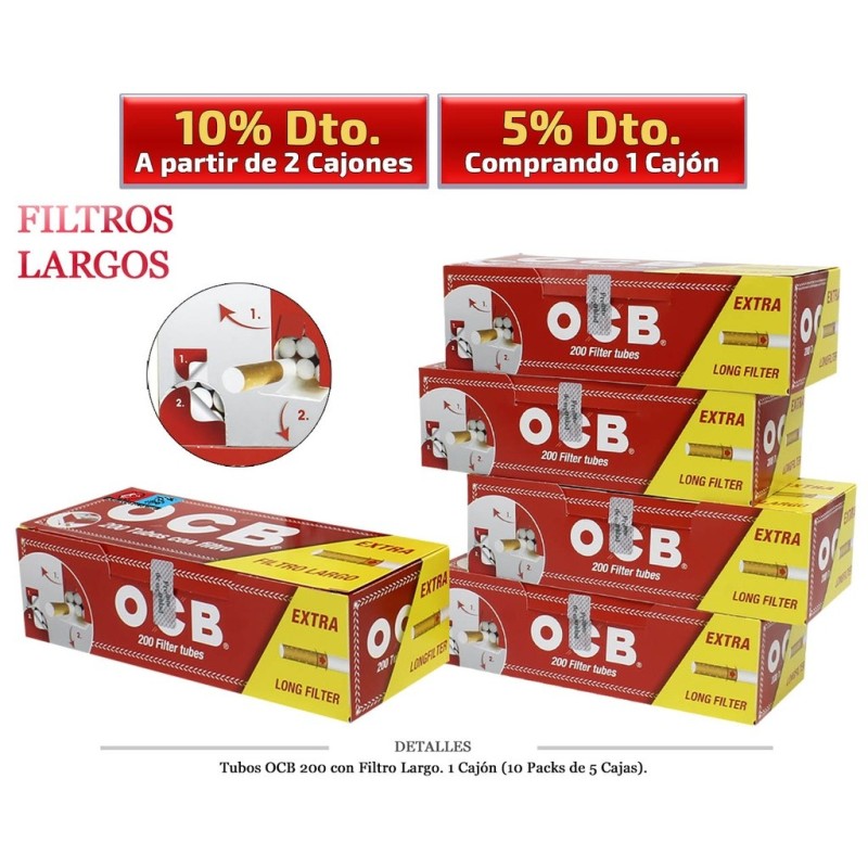 TUBOS OCB 200 LARGO ACETATO 5x200 10 PACKS