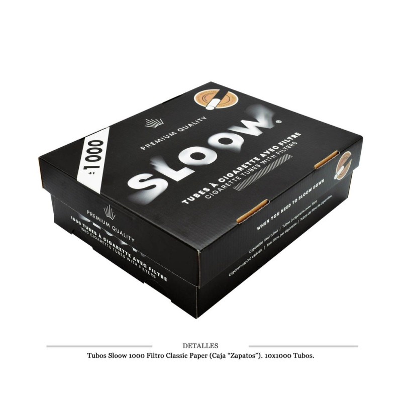 TUBOS SLOOW BLACK 1000 F. CLASSIC PAPER 10X1000 UDS