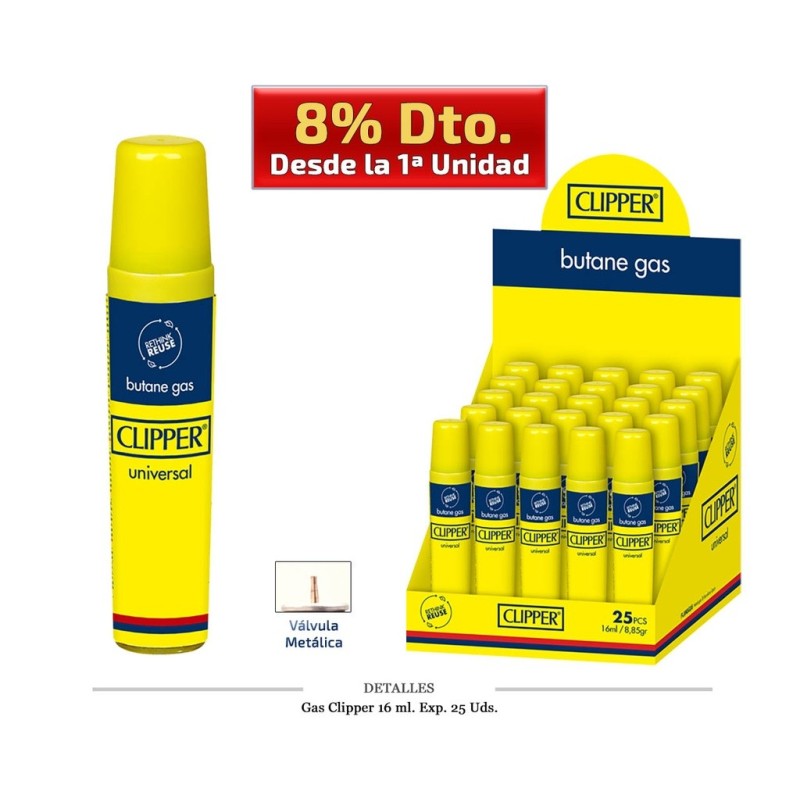 GAS CLIPPER 16 ML 25 UDS