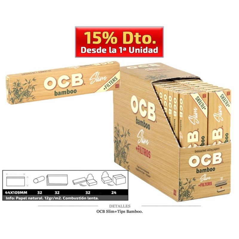 OCB SLIM + TIPS BAMBOO 32 UDS