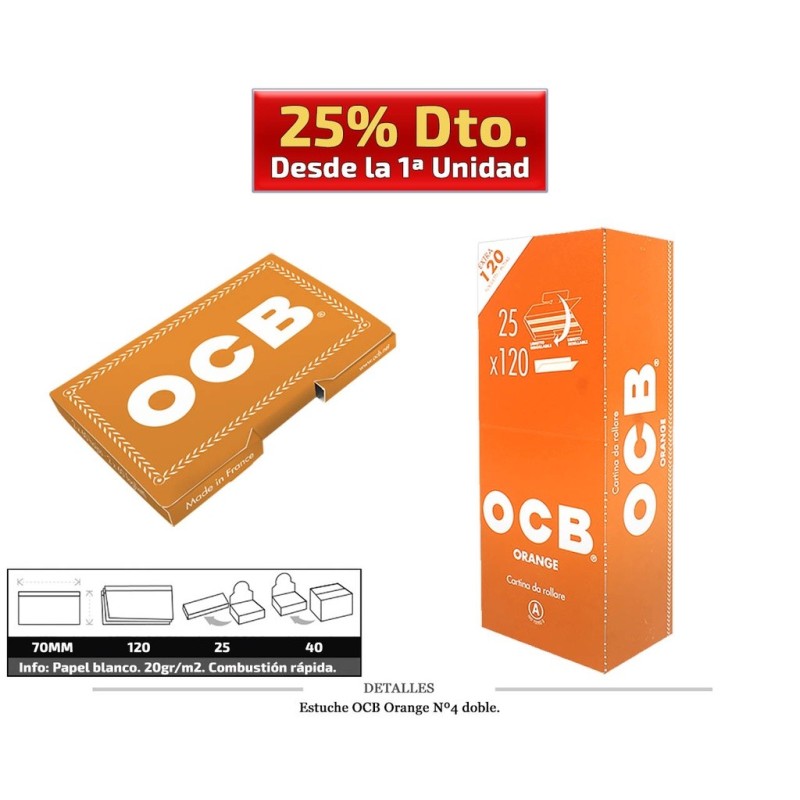 OCB DOBLE Número4 ORANGE 25 UDS