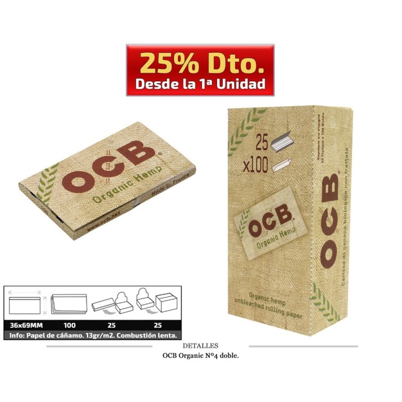 OCB DOBLE Número4 ORGANIC 25 UDS