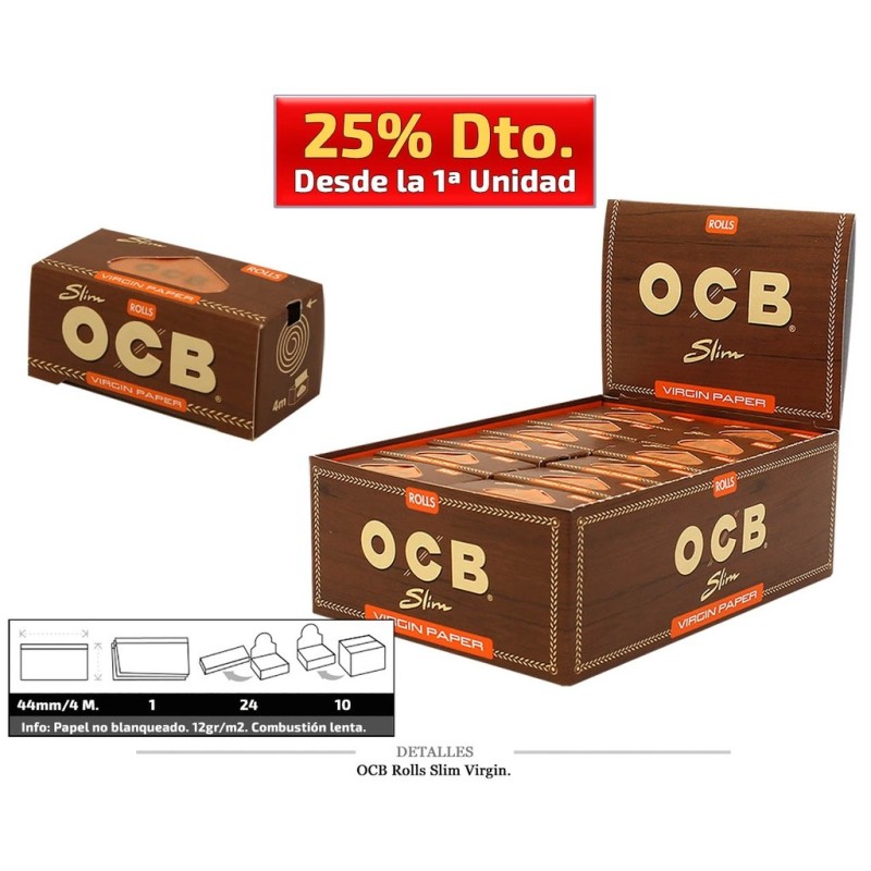 OCB ROLLS SLIM VIRGIN 24 UDS