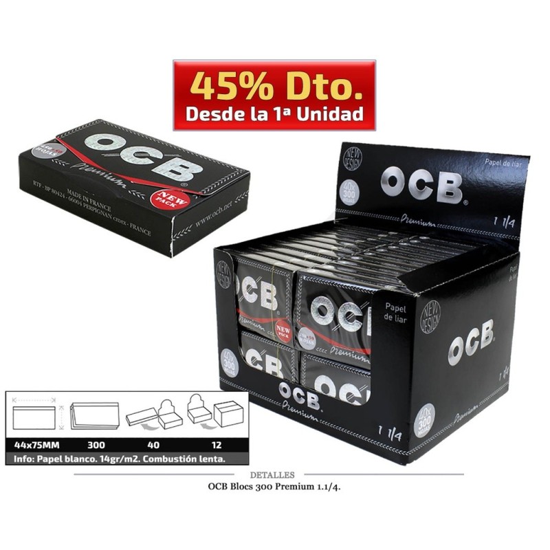 OCB BLOCS 300 1.1/4 PREMIUM 40 UDS