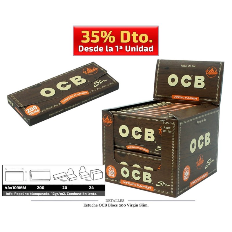 OCB BLOCS 200 SLIM VIRGIN 20 UDS