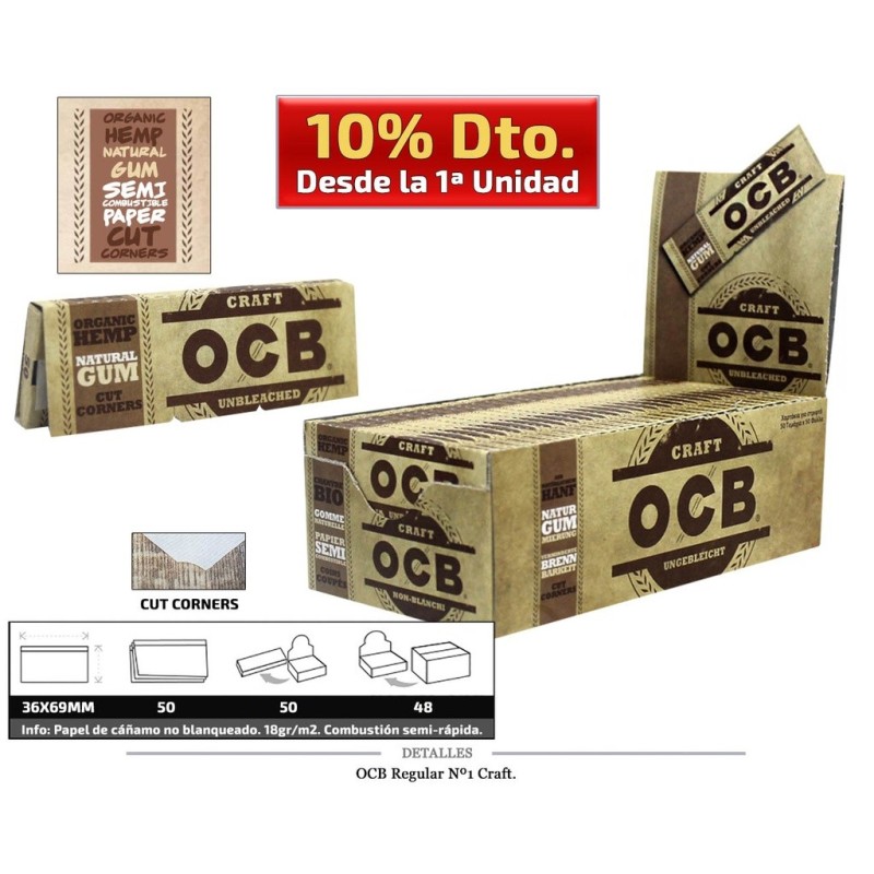 OCB REGULAR Número1 CRAFT UNBLEACHED 50 UDS