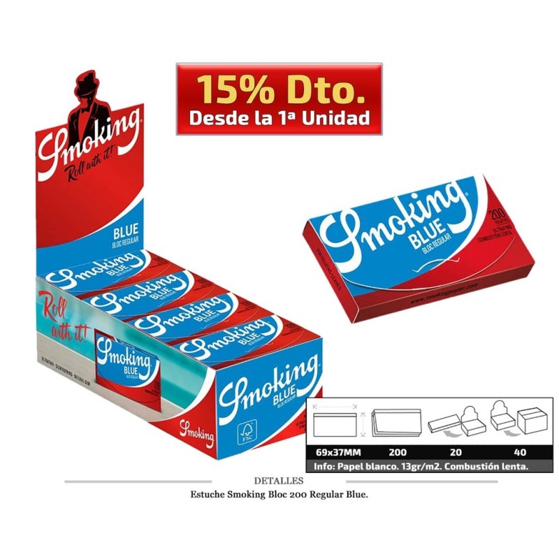SMOKING BLOC 200 REGULAR BLUE 20 UDS