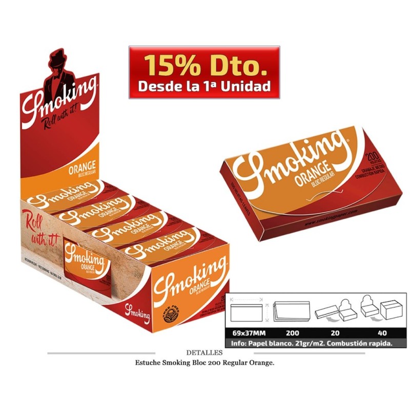 SMOKING BLOC 200 REGULAR ORANGE 20 UDS