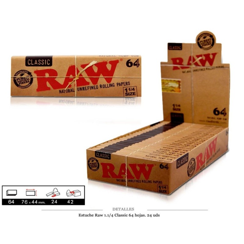RAW 1.1/4 CLASSIC 64 HOJAS 24 UDS