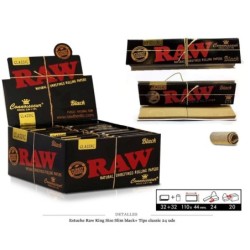 RAW KING SIZE SLIM BLACK+TIPS CLASSIC 24 UDS.
