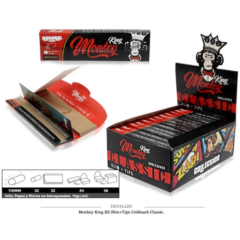 MONKEY KING KS SLIM+TIPS CLASSIC UNBLEACH 24 UDS