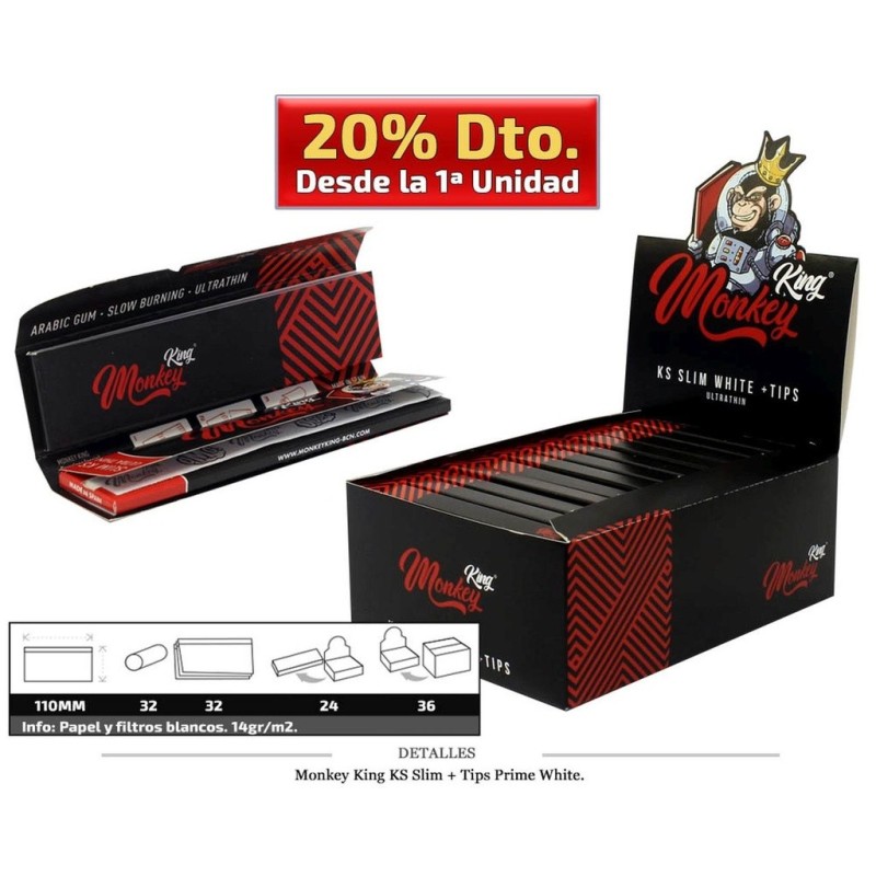 MONKEY KING KS SLIM+TIPS UNBLEACH PRIME 24 UDS