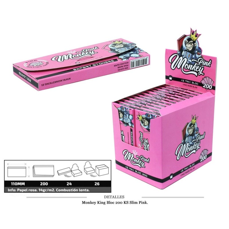MONKEY KING BLOC 200 KS SLIM PINK 24 UDS