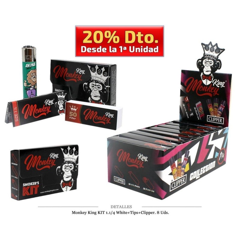 MONKEY KING KIT 1.1/4+CLIPPER+TIPS 8 UDS