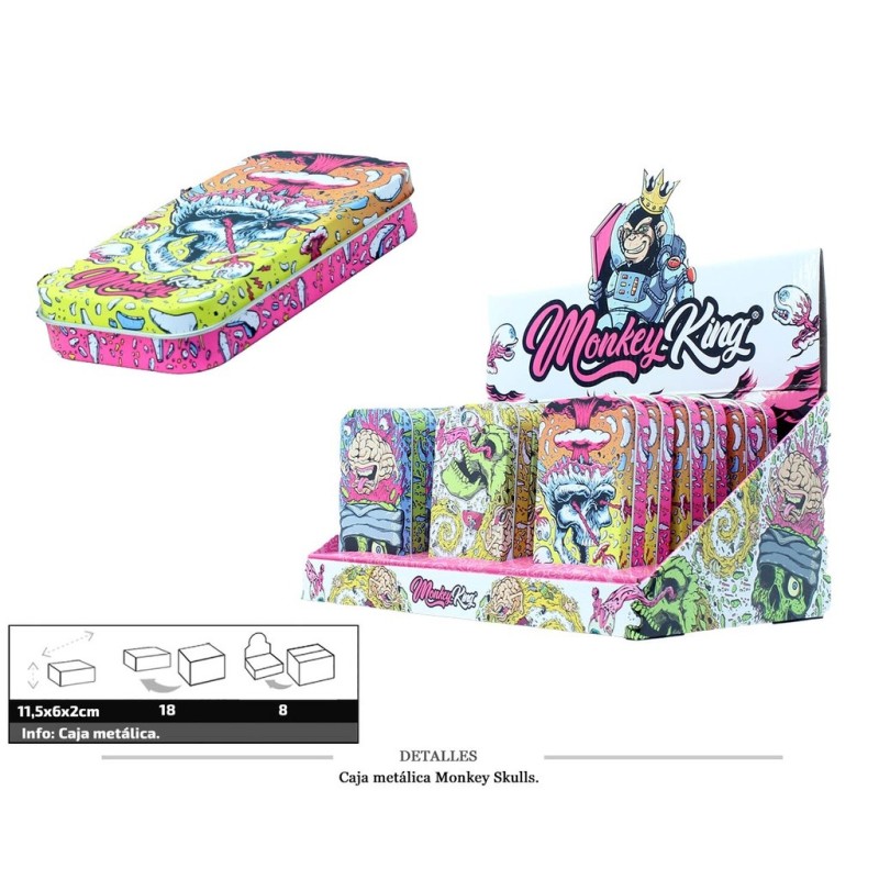 CAJA METALICA MONKEY SKULLS 18 UDS