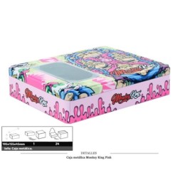 CAJA METALICA MONKEY KING PINK 195X155X45MM 1 UD