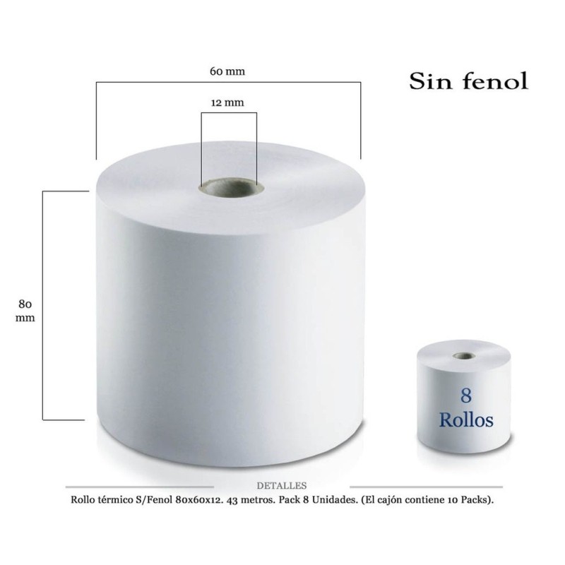 ROLLO TERMICO S/ FENOL 80X60X12 MM 43 M 8 UDS