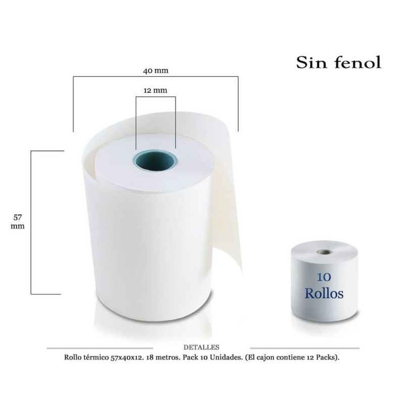 ROLLO TERMICO S/ FENOL 57X40X12 MM 18 M. 10 UDS