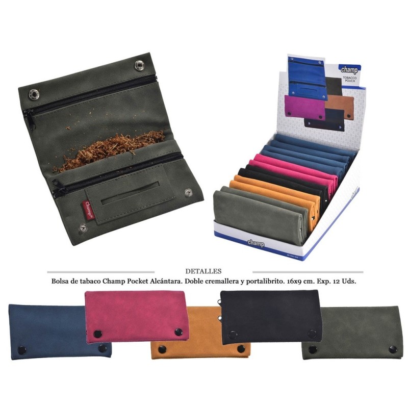 BOLSA TABACO CHAMP ALCANTARA 16X9CM 12 UDS
