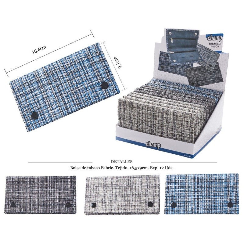 BOLSA TABACO CHAMP FABRIC 16,5X9CM 12 UDS