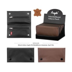 BOLSA TABACO ANGELO PIEL BLACK/BROWN 16X9CM 10 UDS
