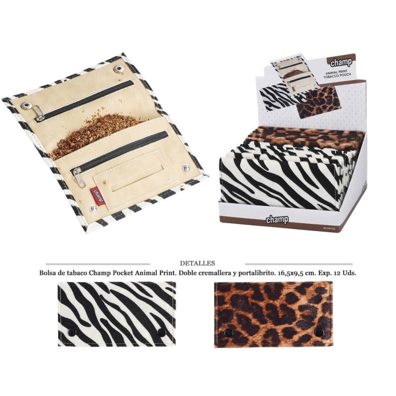 BOLSA TABACO CHAMP ANIMAL PRINT 16,5X9,5 CM 12 UDS