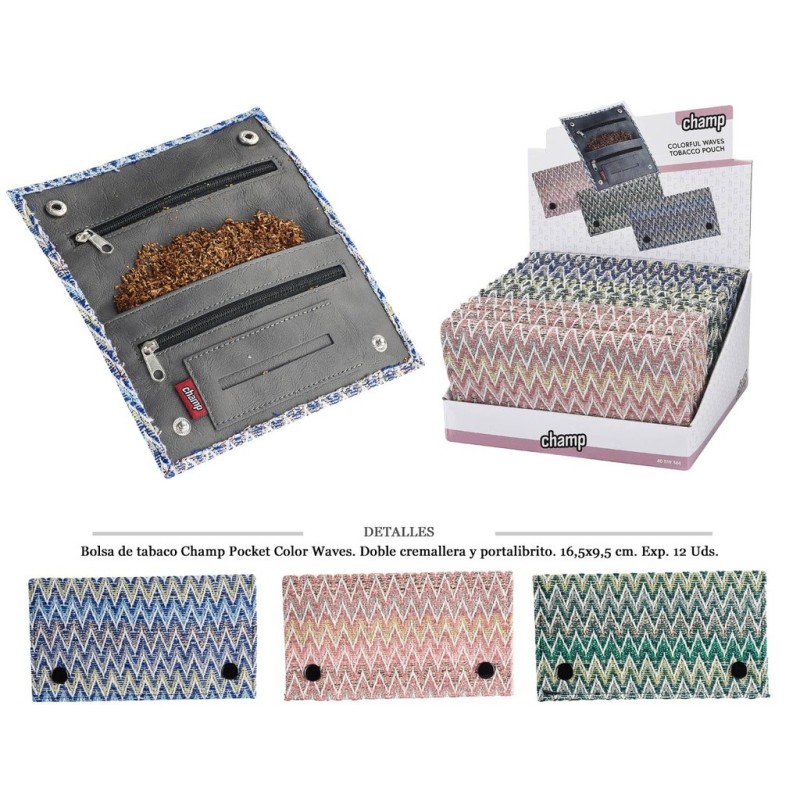 BOLSA TABACO CHAMP COLOR WAVES 16,5X9,5 CM 12 UDS