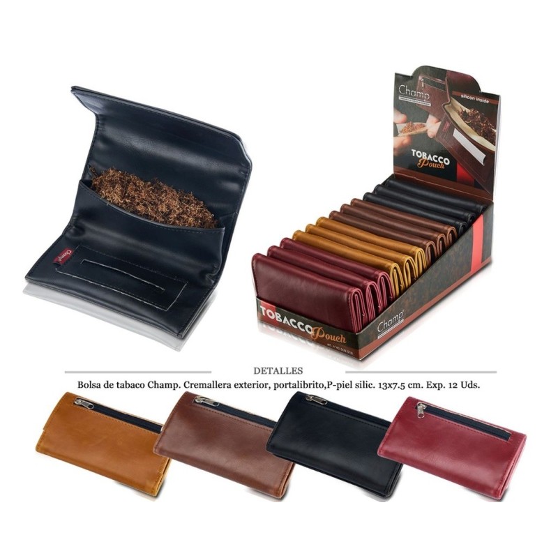 BOLSA TABACO CHAMP P-PIEL SILIC. 13X7,5 CM 12 UDS