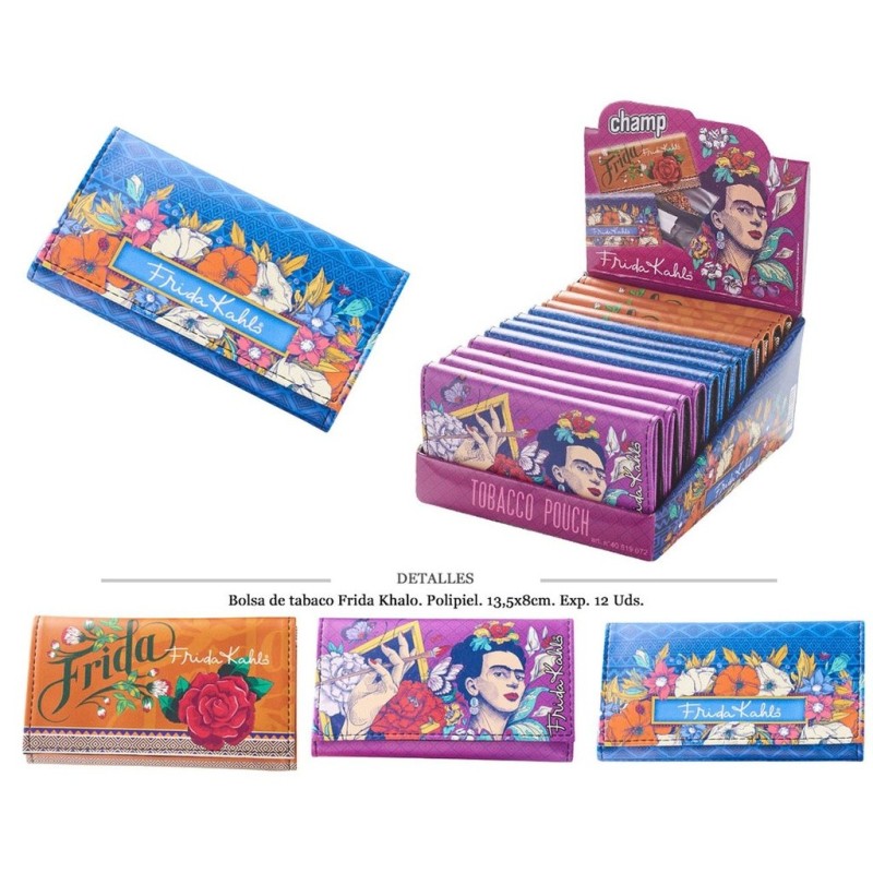 BOLSA TABACO CHAMP P-PIEL FRIDA KAHLO 13x7,5 CM 12 UDS