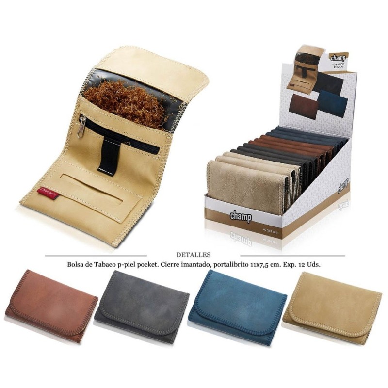 BOLSA TABACO CHAMP P-PIEL POCKET 11X7,5 CM 12 UDS