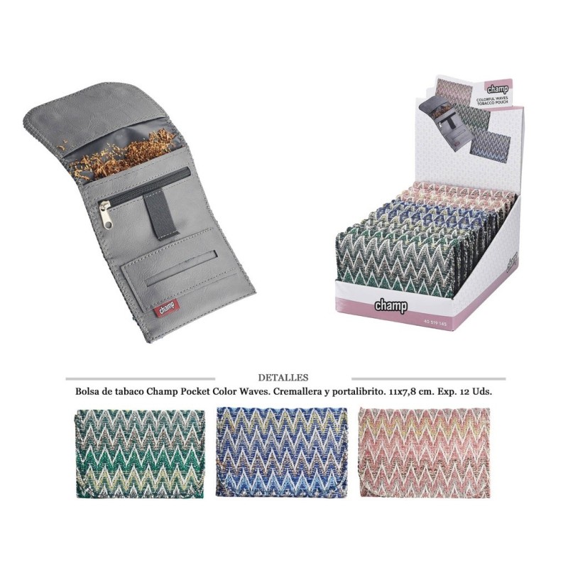 BOLSA TABACO CHAMP COLOR WAVES 11X7,8 CM 12 UDS