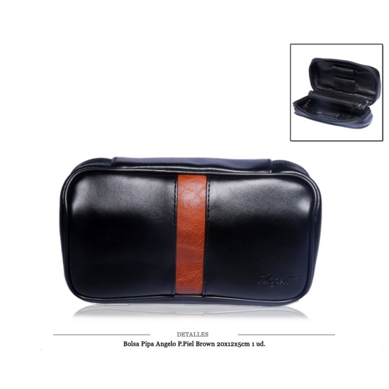 BOLSA PIPA ANGELO P.PIEL BLACK/BROWN 20x12x5CM 1 U