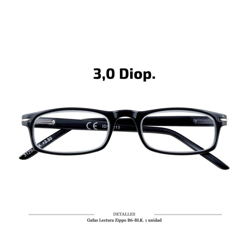 GAFAS LECTURA ZIPPO B6 BLK 3.0 DIOP 1 UD