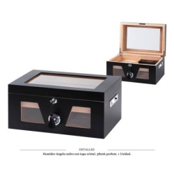 HUMIDOR ANGELO CEDRO T/CRISTAL 38X26,5X18 CM