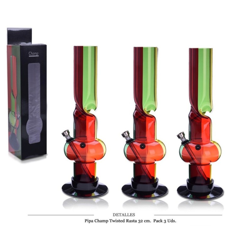 BONG PVC CHAMP TWISTED RASTA 32 CM PACK 3 UDS