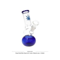BONG CRISTAL BLUE HEMP LEAF 17CM 1 UD