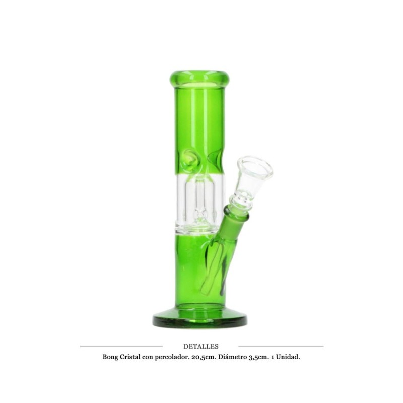 BONG CRISTAL C/PERCOLADOR GREEN 20,5CM 1 UD