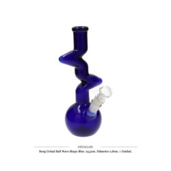 BONG CRISTAL BALL WAVE SHAPE BLUE 25,5CM 1 UD