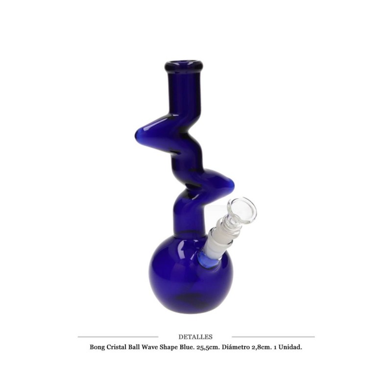 BONG CRISTAL BALL WAVE SHAPE BLUE 25,5CM 1 UD