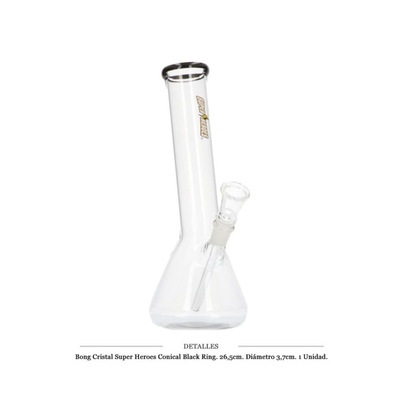 BONG CRISTAL SUPER HEROES CONICAL BLACK RING 26,5CM 1 UD
