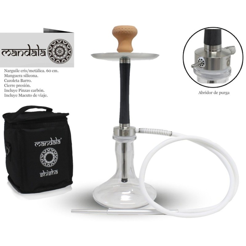 NARGUILE MANDALA Z-13 SILVER-BLACK 60CM 1MG + BAG