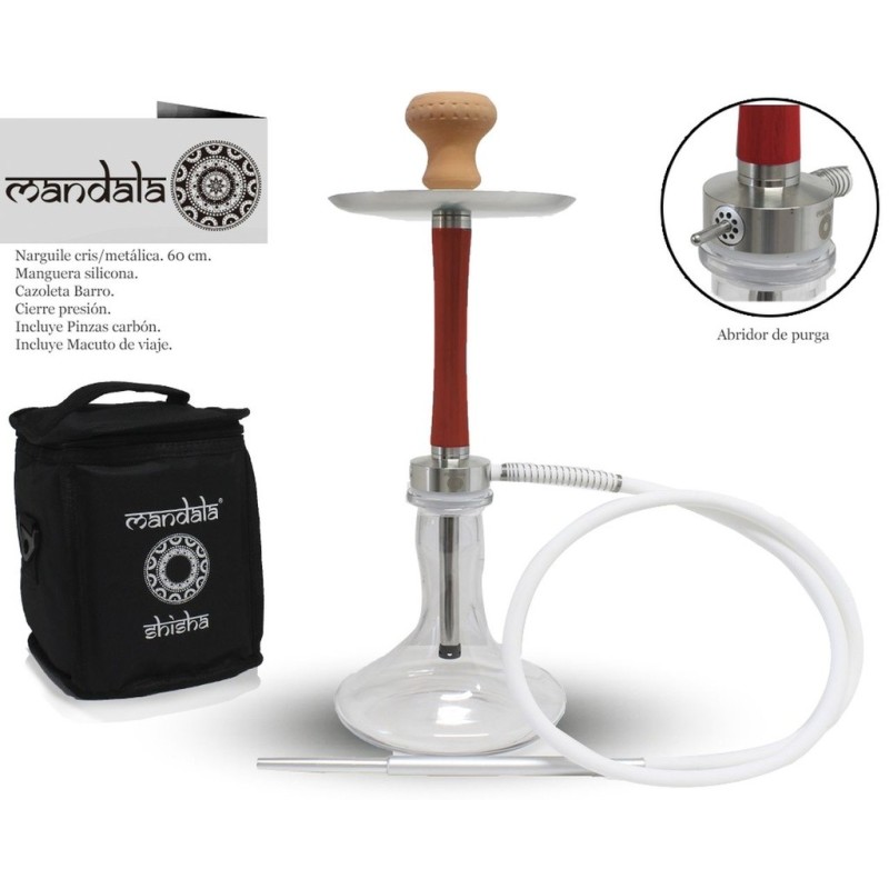 NARGUILE MANDALA Z-13 SILVER-RED 60CM 1MG + BAG